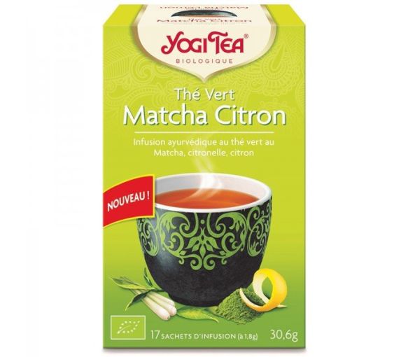 Thé vert matcha citron bio Yogi Tea - boite de 17 sachets