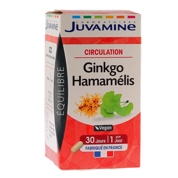 Circulation Ginkgo hamamélis Juvamine - boite de 30 gélules