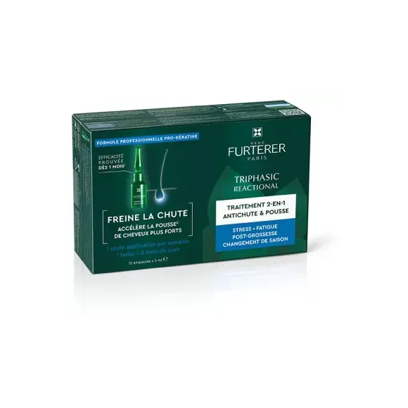 Triphasic Reactional Traitement 2en1 antichute et pousse René Furterer - boîte de 12 ampoules de 5ml