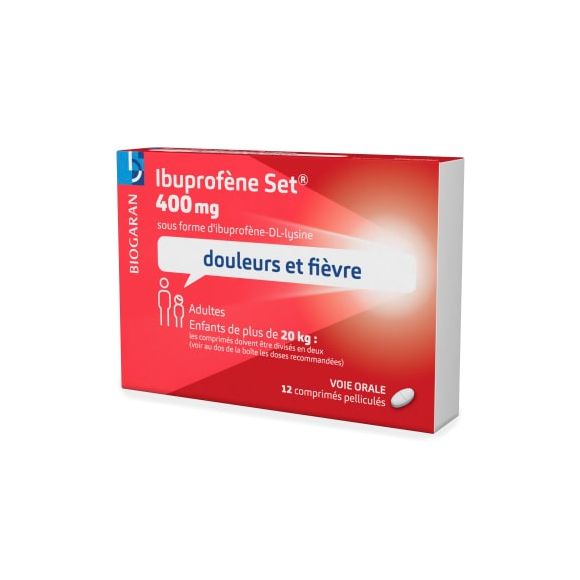 Ibuprofène Set 400 mg Biogaran Conseil - boîte de 12 comprimés pelliculés