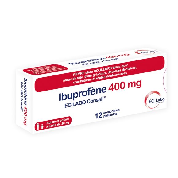 Ibuprofène 400 mg EG Labo Conseil - boîte de 12 comprimés pelliculés