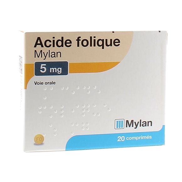 Acide Folique 5mg Viatris - boîte de 20 comprimés