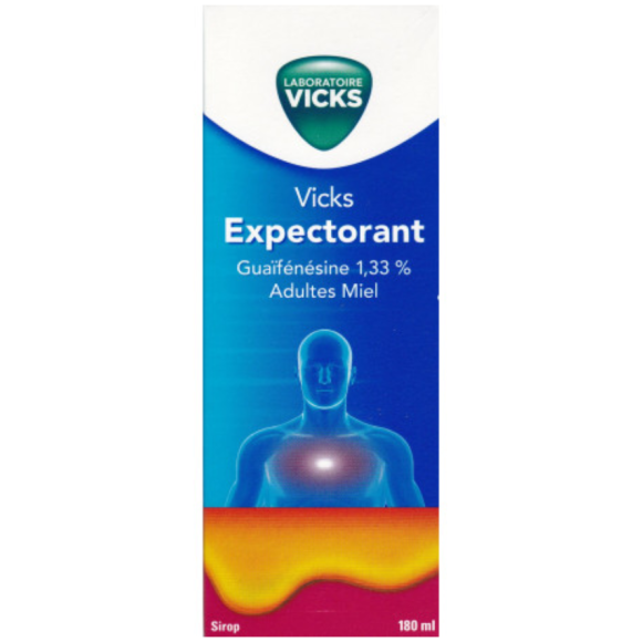 Vicks expectorant guaïfénésine 1,33% adultes miel - flacon de 180ml