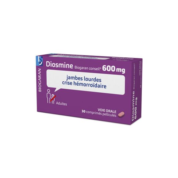 Diosmine Biogaran 600mg - boîte de 30 comprimés pelliculés