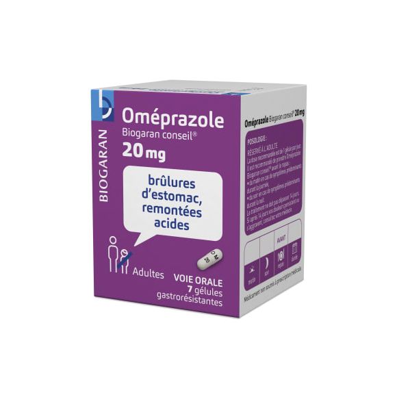 Oméprazole 20mg gélule gastrorésistante Biogaran - boite de 7 gélules