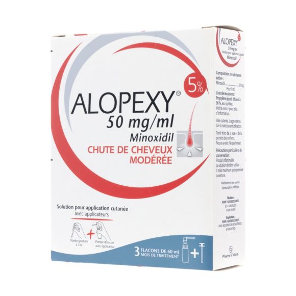 Alopexy 5% solution pour application cutanée - boite de 3 flacons de 60 ml