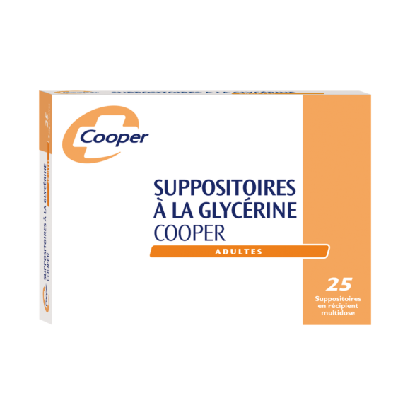 Suppositoires à la glycérine adulte Cooper - boite de 25 suppositoires