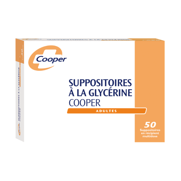Suppositoires à la glycérine adulte Cooper - boite de 50 suppositoires