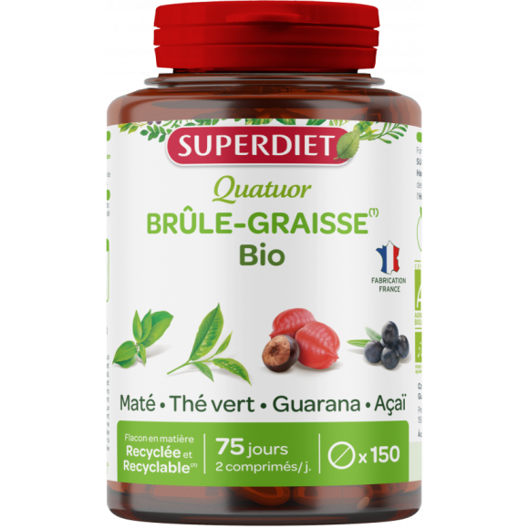 Quatuor Brûle-graisse bio Super Diet - pot de 150 comprimés