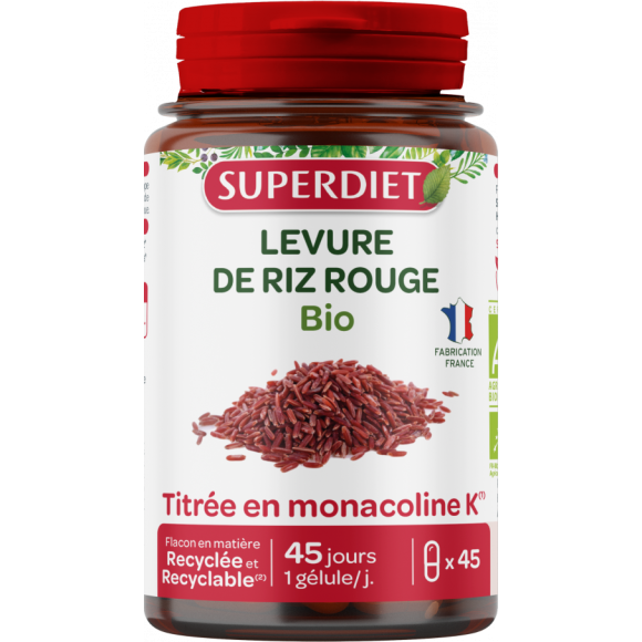 Levure de riz rouge bio Super Diet - boite de 45 gélules