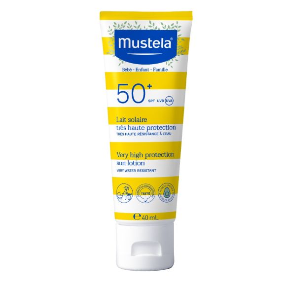 Lait solaire très haute protection bébé-enfant-famille SPF50+ Mustela - tube de 40 ml