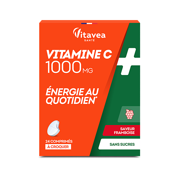 Vitamine C 1000mg saveur framboise sans sucres Vitavea - boîte de 24 comprimés à croquer