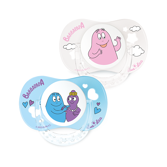 Edition limitée sucette Barbapapa +18 mois Luc et Léa - lot de 2 sucettes