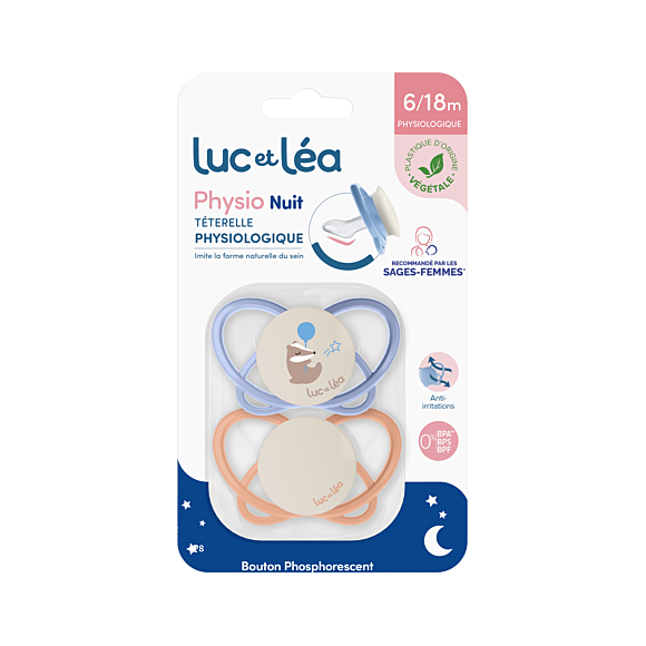 Physio téterelle physiologique 6/18 mois Luc et Léa - lot de 2 sucettes