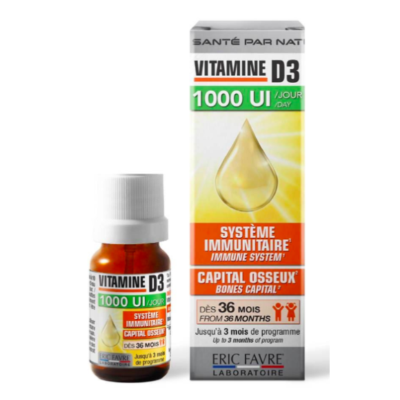 Vitamine D3 1000Ul/jour Eric Favre - flacon-pipette de 20ml