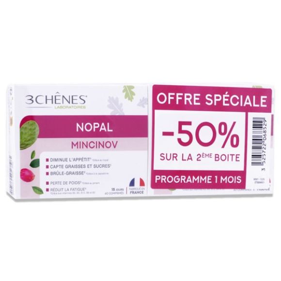Nopal Mincinov 3 Chênes - Offre spéciale 2 boites de 60 comprimés