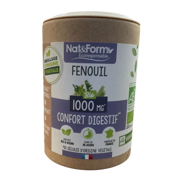 Fenouil bio Confort digestif Nat&Form - pot de 90 gélules