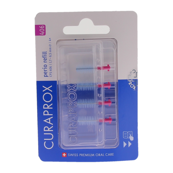 Recharge brossettes interdentaires perio refill taille 406 Curaprox - boite de 4 recharges