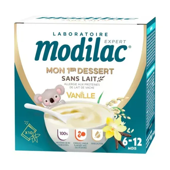 Mon 1er dessert sans lait goût vanille 6-36 mois Modilac - boite de 10 sachets de 18,6g