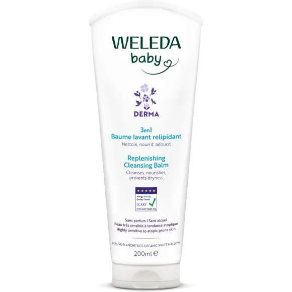 Baume lavant 3 en 1 relipidant Weleda Baby Derma - tube de 200ml 