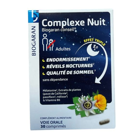 Complexe Nuit effet triple Biogaran - boite de 30 comprimés