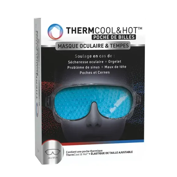 Thermocool&hot poche de billes masque oculaire et tempes Bausch lomb - poche de billes 26x10cm