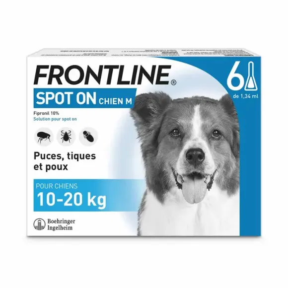 Spot On chiens 10-20 kg Frontline - 6 pipettes de 1,34ml