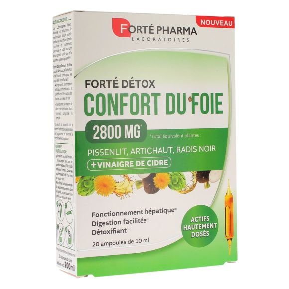 Forté détox confort du foie 2800mg Forté Pharma - boite de 20 ampoules de 10ml