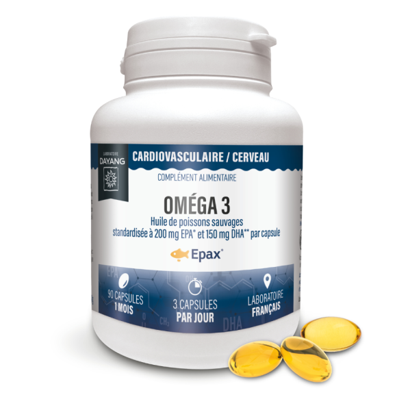 Oméga 3 Epax huile de poissons sauvages Dayang - pot de 90 capsules 