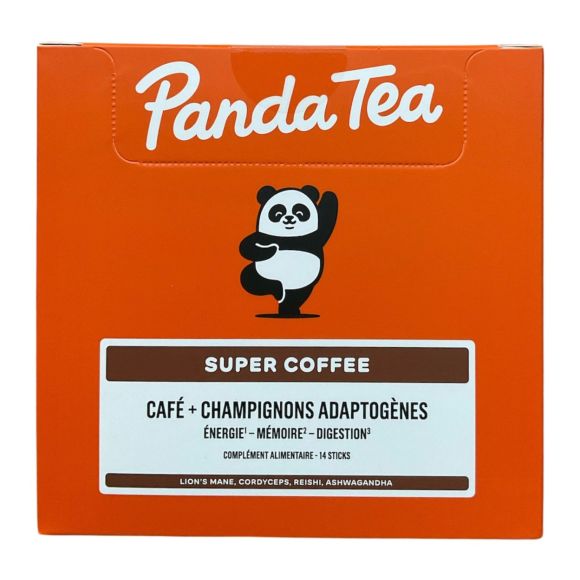 Super coffee café + champignons adaptogènes Panda Tea - boite de 14 sticks