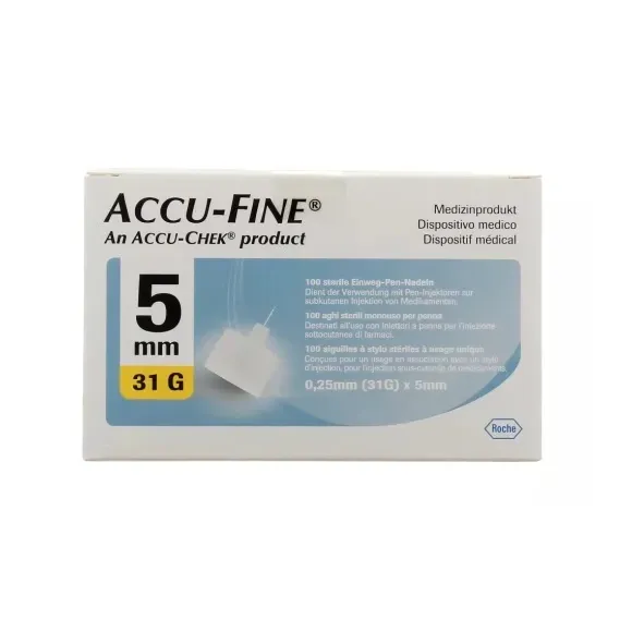 Accu-Fine aiguilles à stylo stériles à usage unique Accu-Chek - boîte de 100 aiguilles
