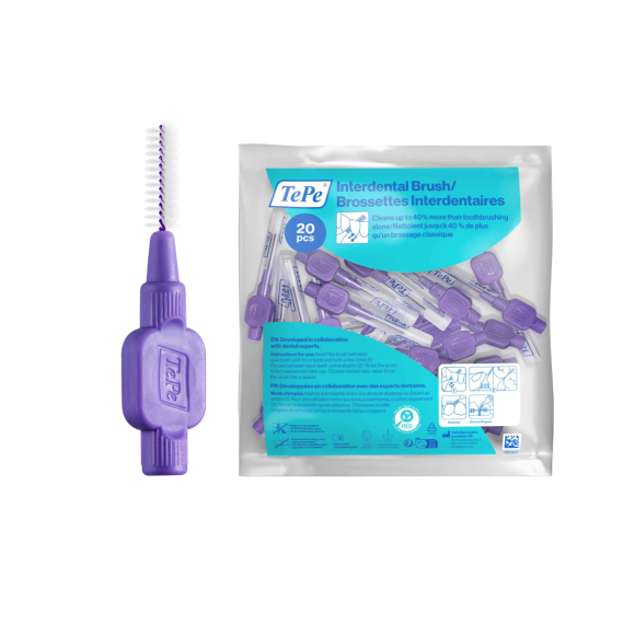 Brossettes interdentaires violet taille 6 (1.1 mm) TePe - sachet de 20 brossettes