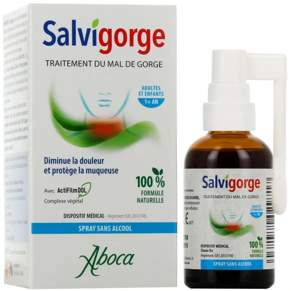 Salvigorge Spray sans alcool mal de gorge Aboca - spray de 30ml