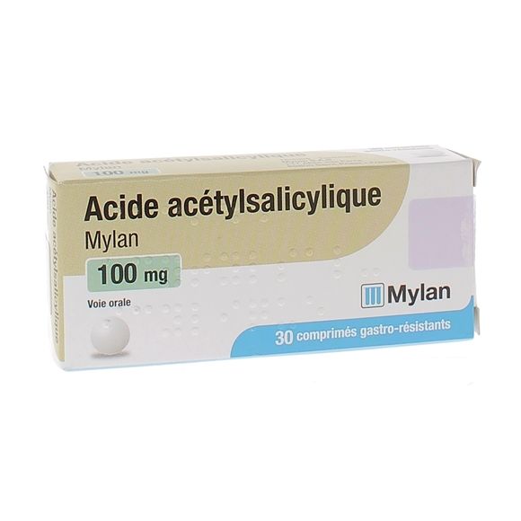 Acide Acétylsalicylique Mylan 100mg - boîte de 30 comprimés gastro-résistants