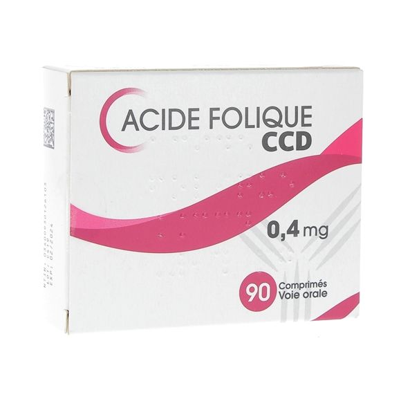 Acide folique CCD 0,4 mg comprimé - boite de 90 comprimés