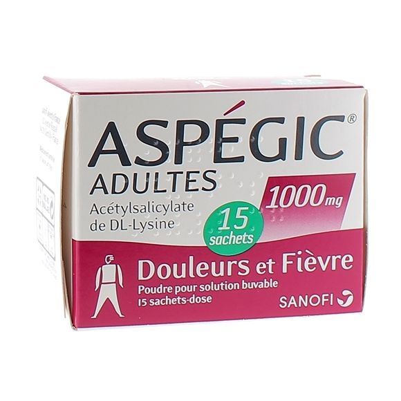 Aspégic 1000mg poudre adultes - boîte de 15 sachets