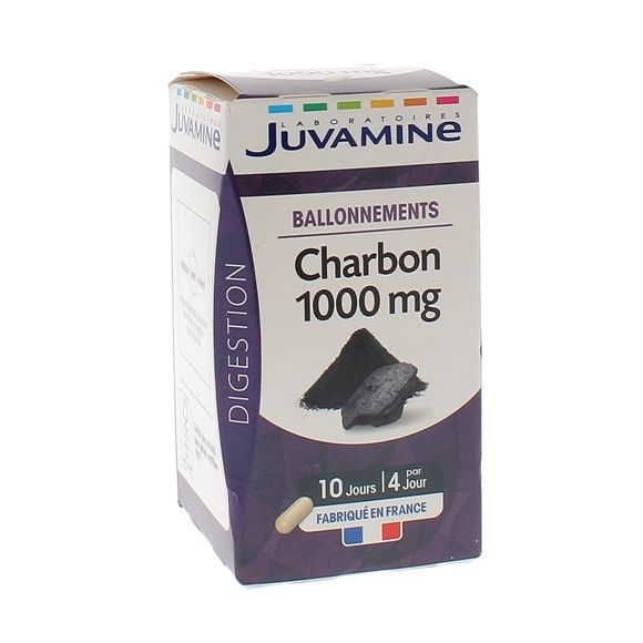 Ballonnements charbon 1000 mg Juvamine - boite de 40 gélules