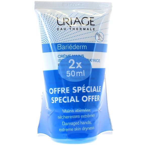 Bariéderm Crème mains isolante réparatrice Uriage - lot de 2 x 50 ml