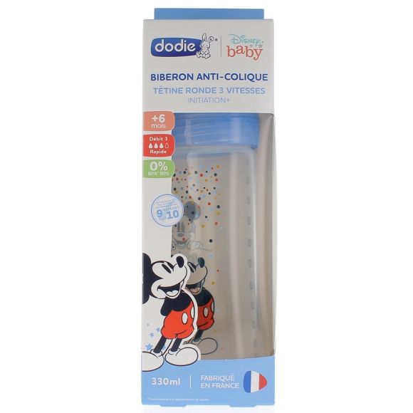 Biberon anti-colique Disney baby mickey débit 3 + de 6 mois Dodie - biberon de 330 ml