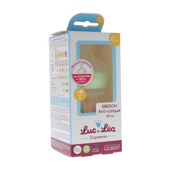 Biberon anti-colique Ergosense 0 mois et + Luc et Léa - un biberon de 150 ml