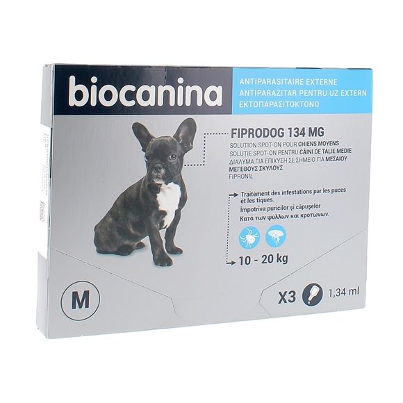 Biocanina Fiprodog Spot on 134 mg chiens moyens 10-20 kg - 3 pipettes