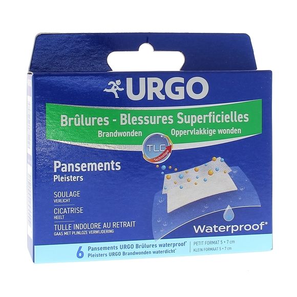 Brûlures et blessures superficielles Urgo - boîte de 6 pansements waterproof