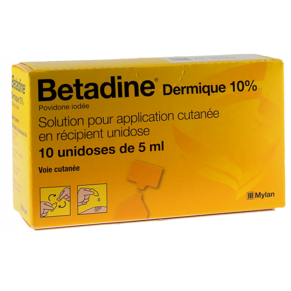 Bétadine dermique 10% solution pour application cutanée - 10 récipients unidoses