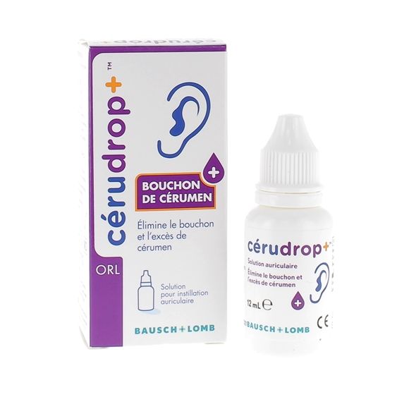CeruDrop+ Solution auriculaire excès de cérumen Bausch Lomb - flacon de 12ml