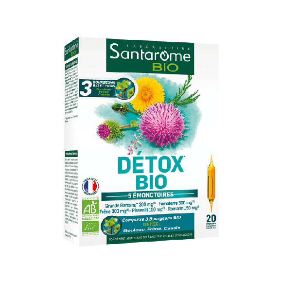 Detox Bio 5 émonctoires Santarome - boite de 20 ampoules
