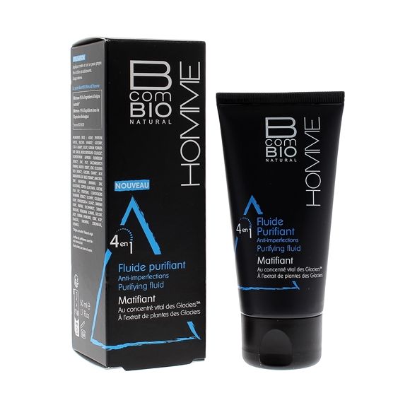 Fluide purifiant matifiant 4 en 1 homme Bcombio - tube de 50ml