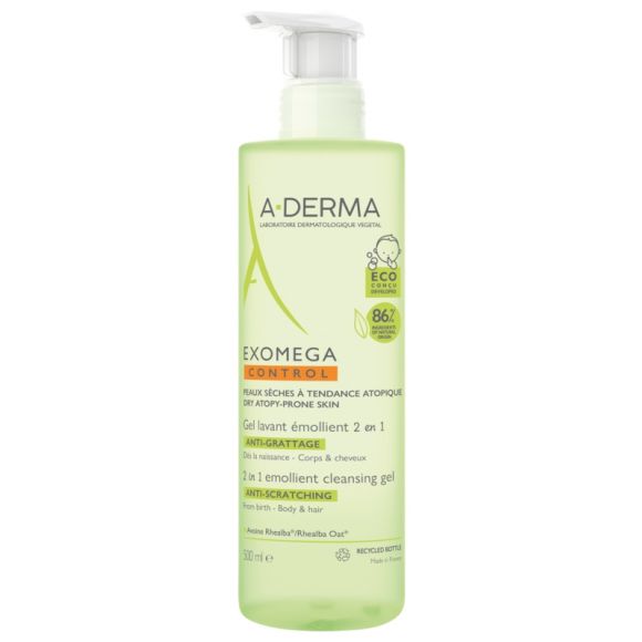 Exomega Control Gel lavant émollient 2 en 1 A-Derma - flacon de 500 ml