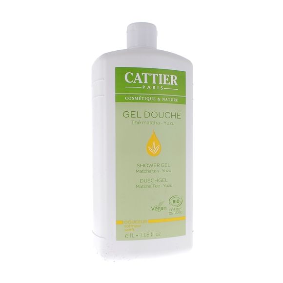 Gel douche Thé Matcha Yuzu bio Cattier - flacon de 1 L