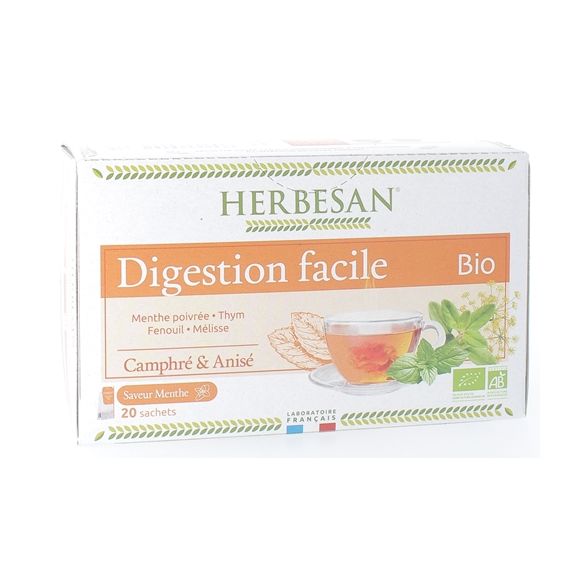 Infusion Bio digestion facile saveur menthe Herbesan - boîte de 20 sachets