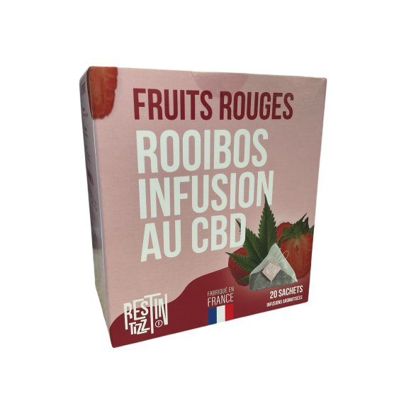 Infusion Rooibos fruits rouges au CBD bio Rest In Tizz - boîte de 20 sachets